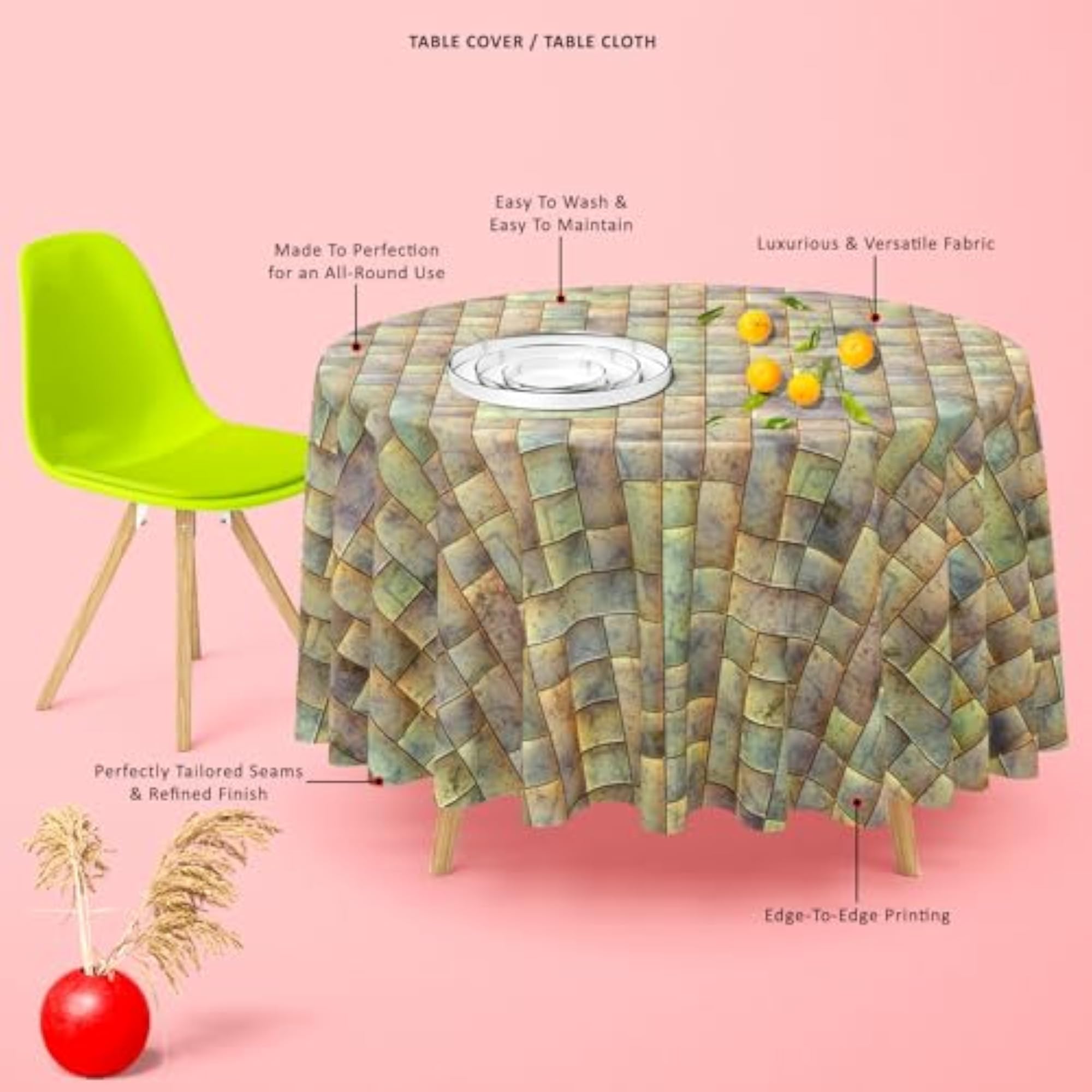 Tiled Art D6 Table Cloth Cover for Dining